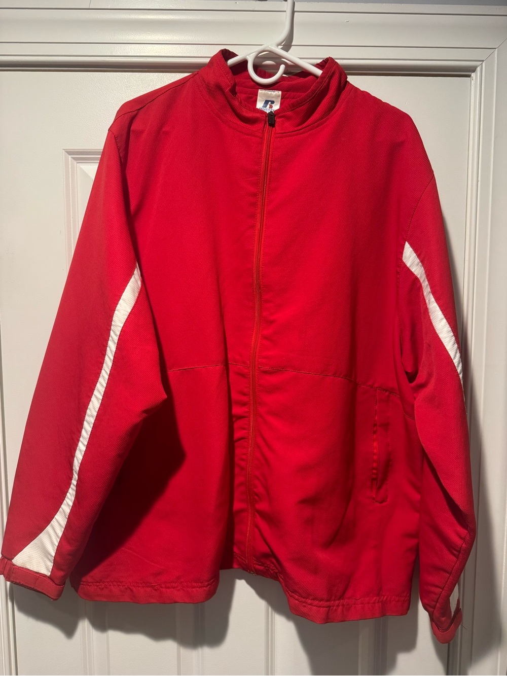 Russell Athletic Red Zip-Front Lightweight Jacket with White Accents